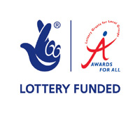 The logo of Awards for All says Lottery Funded, Lottery Grants for Local Groups